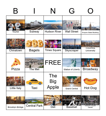 New York City Bingo Card