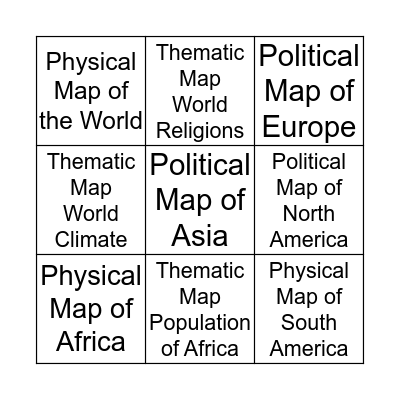 Types of Maps Bingo Card