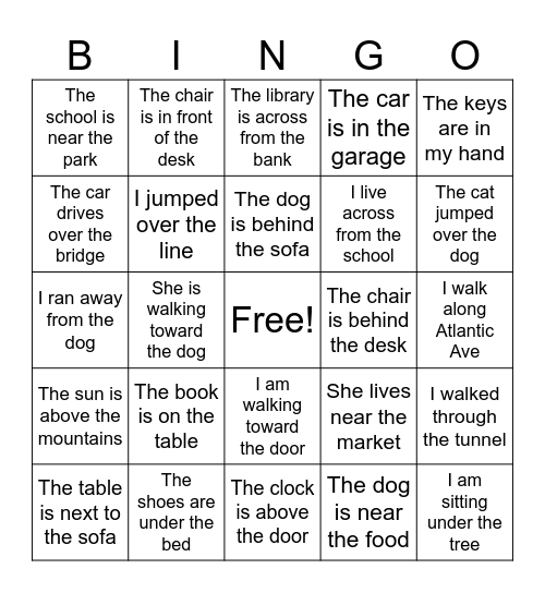 Where Is It? Bingo Card