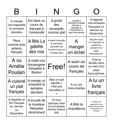 French Bingo! Bingo Card