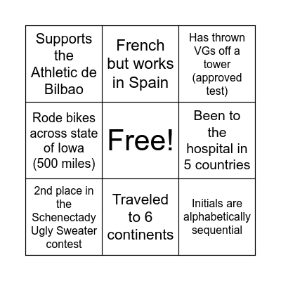 Identify Sunyak's Staff Bingo Card