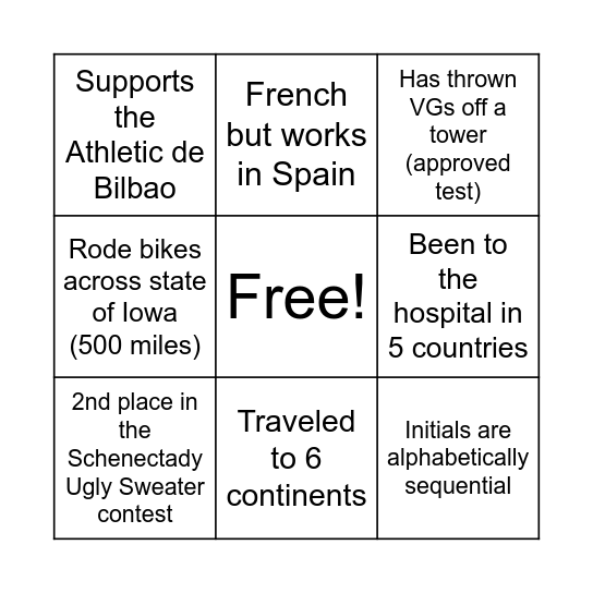 Identify Sunyak's Staff Bingo Card