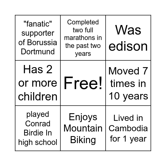 Identify Sunyak's Staff Bingo Card