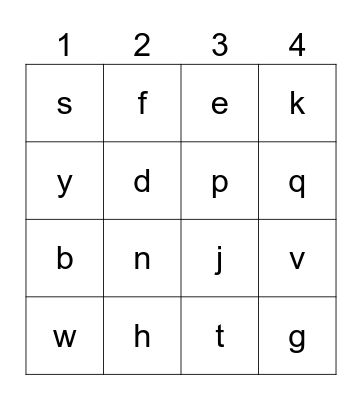 Alphabet Bingo Card