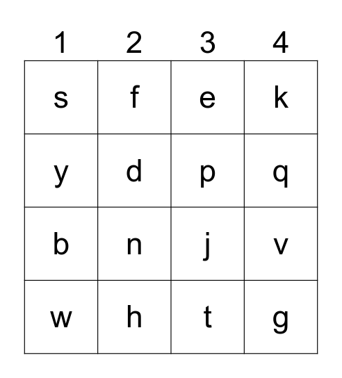 Alphabet Bingo Card