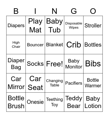Baby Bingo Card