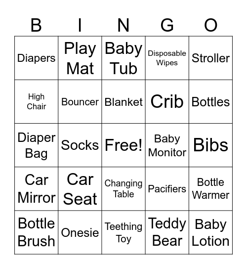 Baby Bingo Card