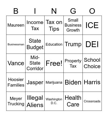 State of the State Bingo Card