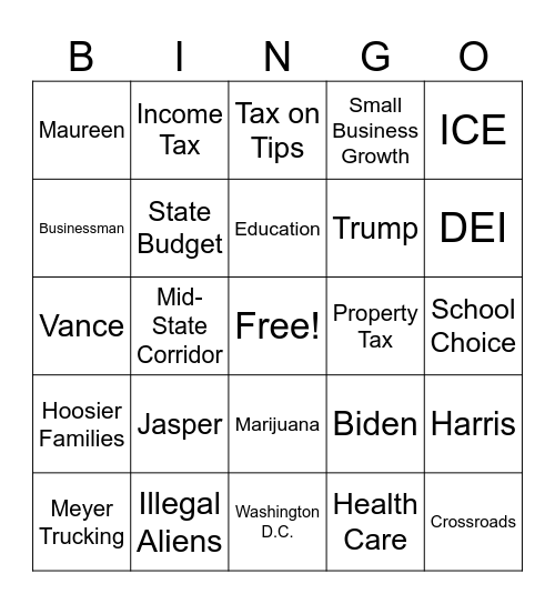 State of the State Bingo Card