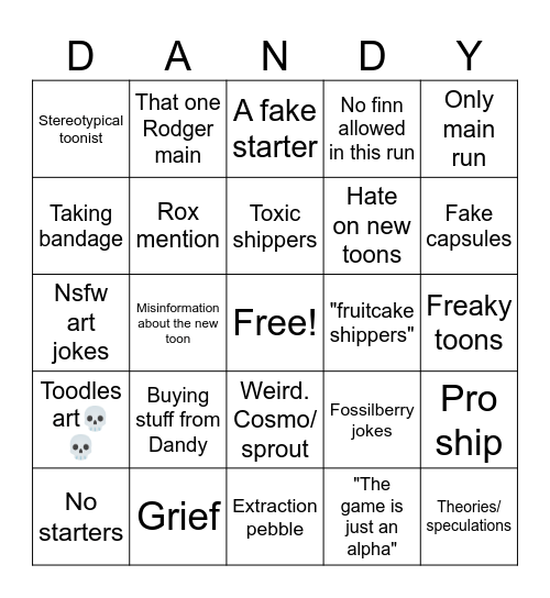 Dandy's world Bingo Card