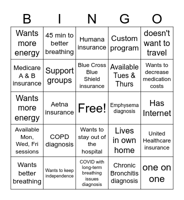 Carda Health Bingo Card