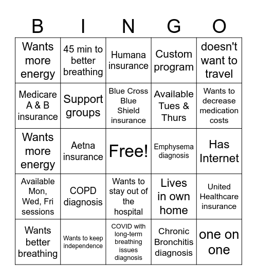 Carda Health Bingo Card