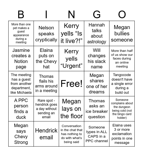 PPC Bingo Card