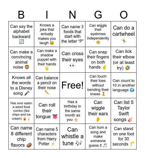 6A BINGO Card