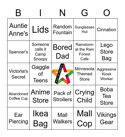 Mall of America Bingo Card
