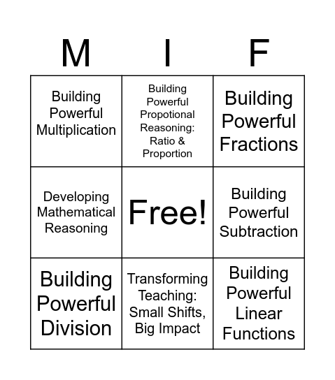 Math is Figureoutable Zero Hour Bingo Board Bingo Card