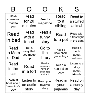 I love to read Bingo Card