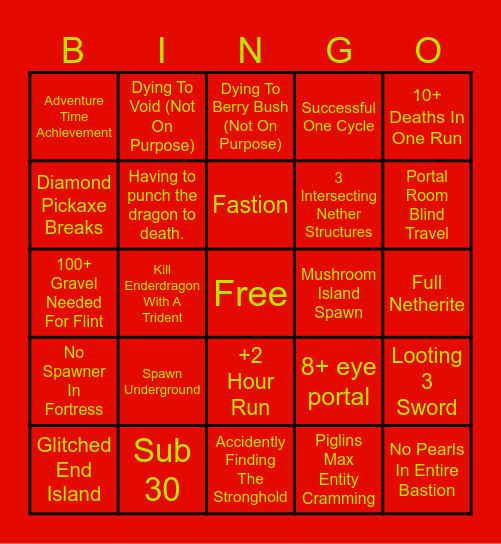 Mrboo_boo9s Speedrunning Bingo Card