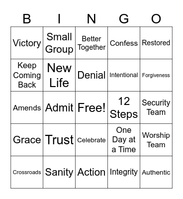 CELEBRATE RECOVERY BINGO Card