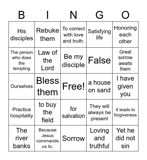 Discipleship Bingo Card
