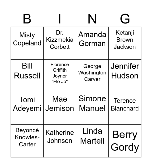 Black Brilliance Bingo: Past, Present & Future Icons! Bingo Card