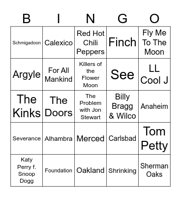 California I Guess Bingo Card