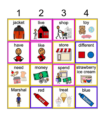 Wants and Needs Bingo Card