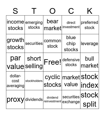 Chapter 12 Vocabulary Bingo Card