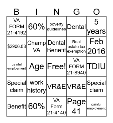 DVS BINGO Card