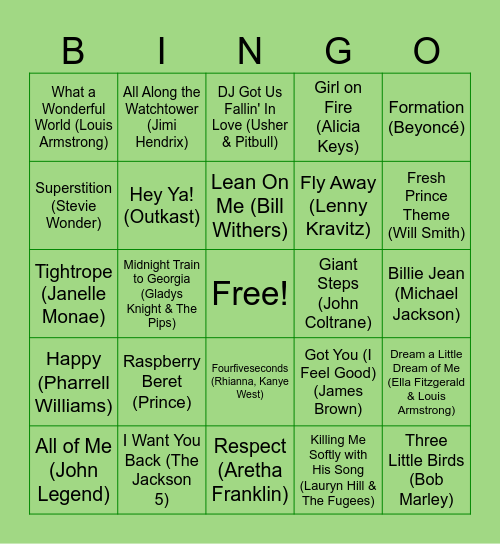Black History Month Bingo Card