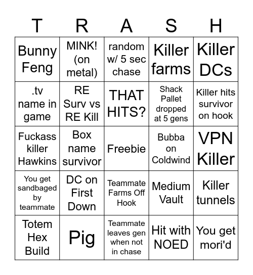 Ultimate DBD Bingo Card