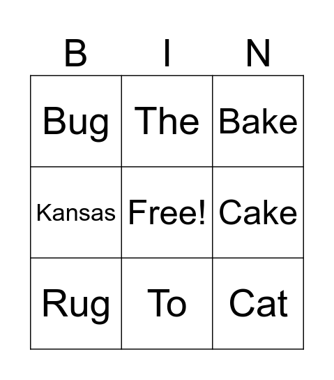 Spelling List 3 BINGO Card