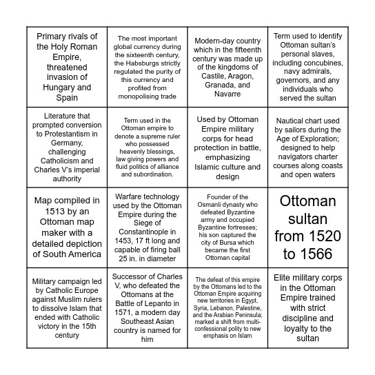 Imperialist Bingo Card