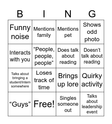 Effley Bingo Card