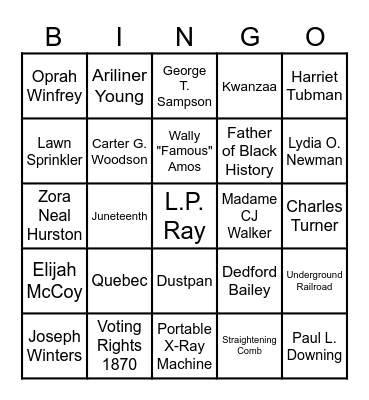 Black History Bingo Card