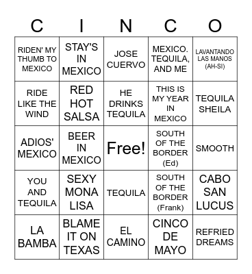 MEXICO /DE MAYO Bingo Card