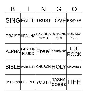 ROCK BINGO Card