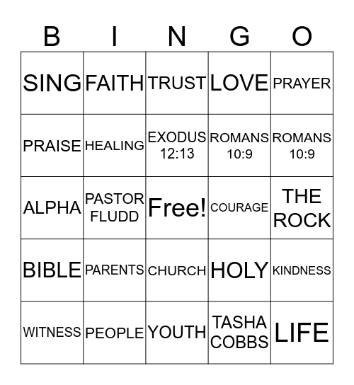 ROCK BINGO Card