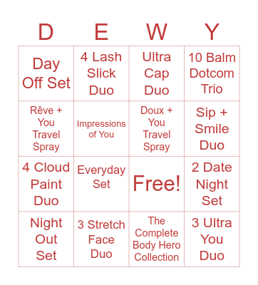 Glossier Sets Bingo Card
