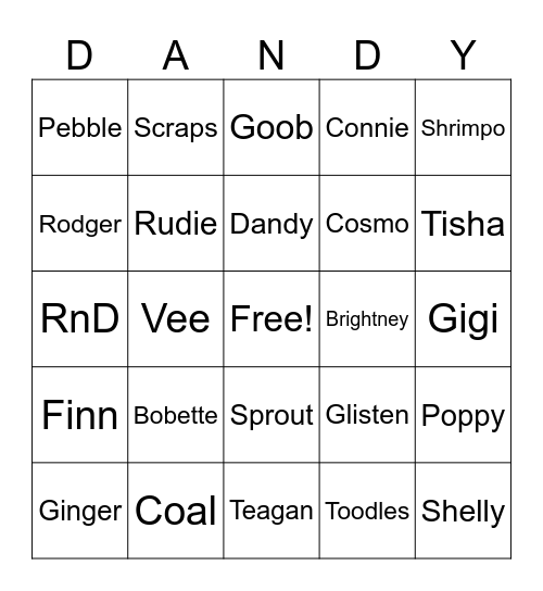 DW twisted bingo Card