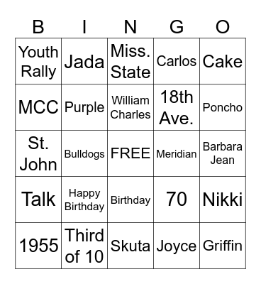 Happy Birthday Bingo Card