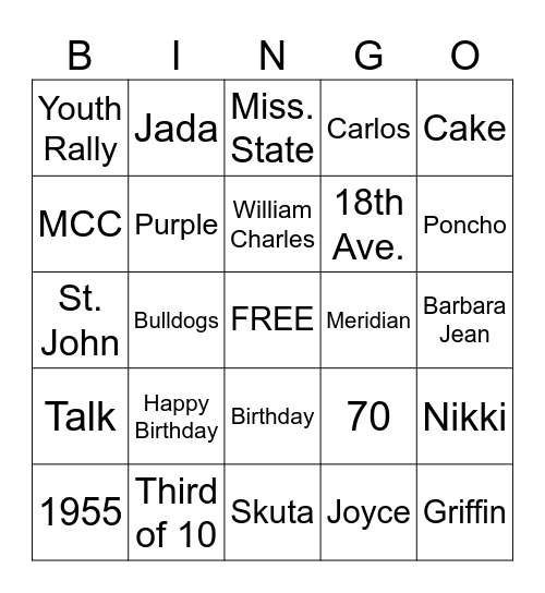 Happy Birthday Bingo Card