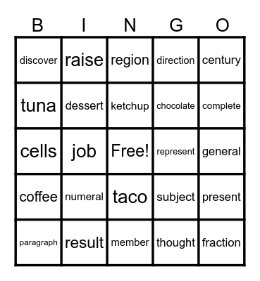 Kimora Bingo Card