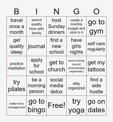 2025 new year bingo Card