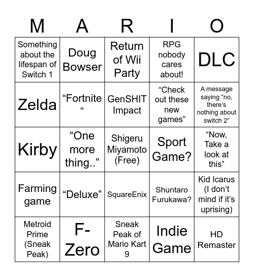 February Direct Bingo Card