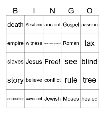 Types of Gospel Stories Bingo Card