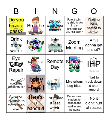 School Nurse BINGO Card
