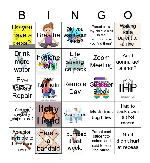 School Nurse BINGO Card