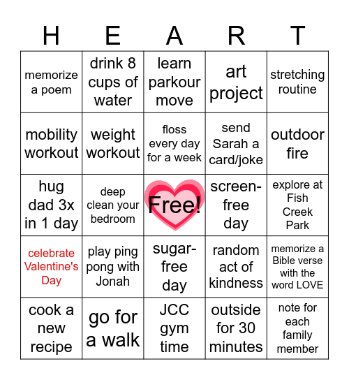 FEBRUARY BINGO Card