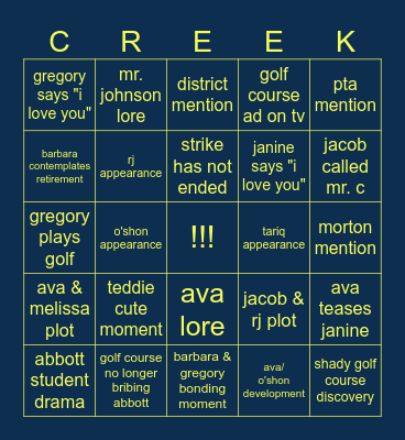 abbott elementary: "girard creek" predictions Bingo Card